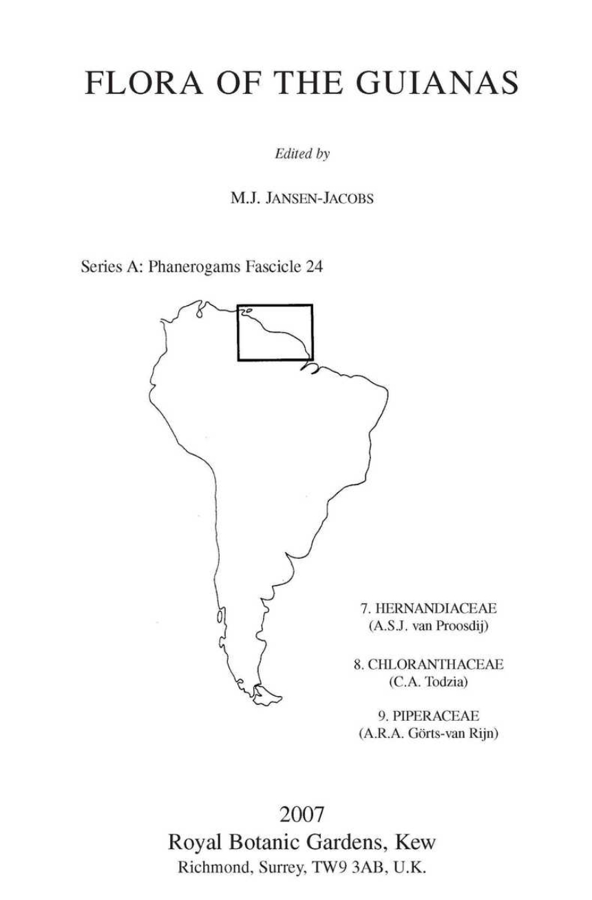 Flora of the Guianas. Series A: Phanerogams Fascicle 24